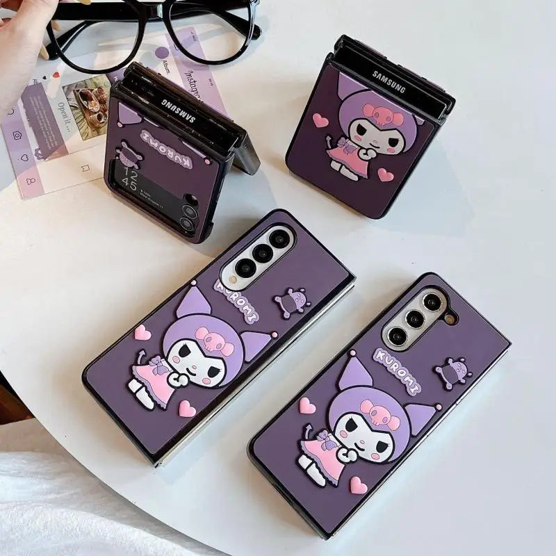 New Sanrio Kuromi Cartoon Cute Suitable for Galaxy Zflip 5/6 Zflip 3/4 Folding Screen Protective Case Couple Phone Case