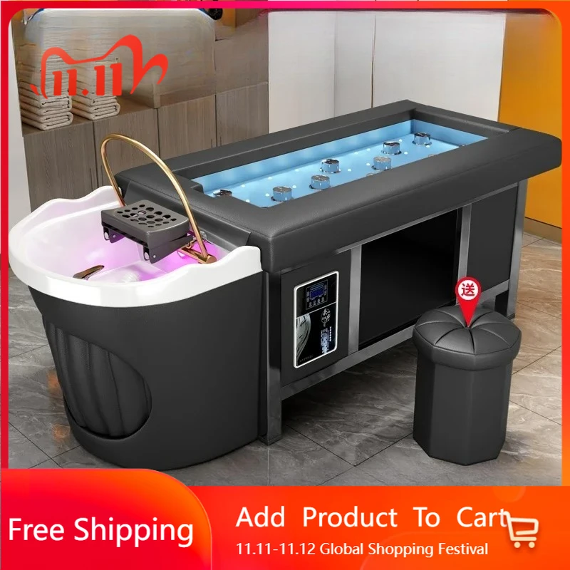 كرسي شامبو للحلاقة الفاخر لتدليك مستحضرات التجميل، سرير سبا، وعاء تصفيف الشعر، أثاث فاخر لصالونات التجميل Cama Champou Rendy