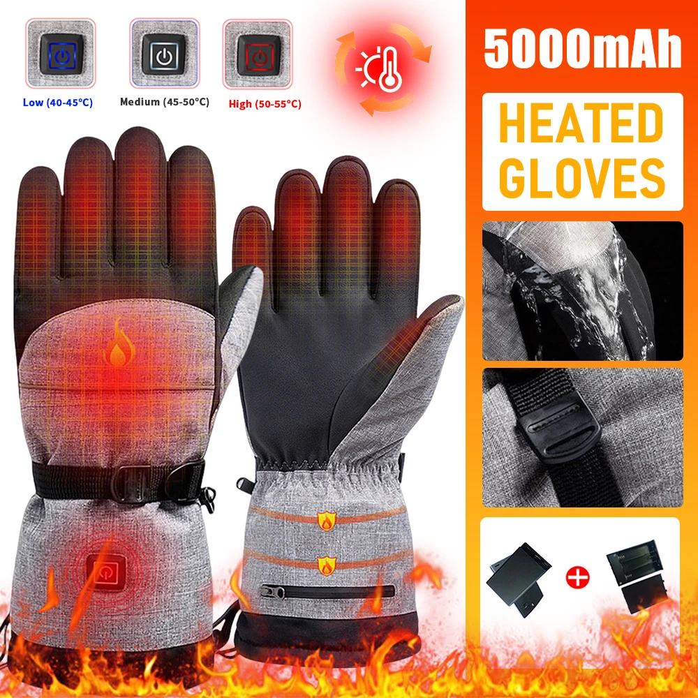 Winter Electric Heated Gloves Waterproof Thermal Heating Gloves Electric USB Charging Heating Gloves For Climbing Hiking Skiing