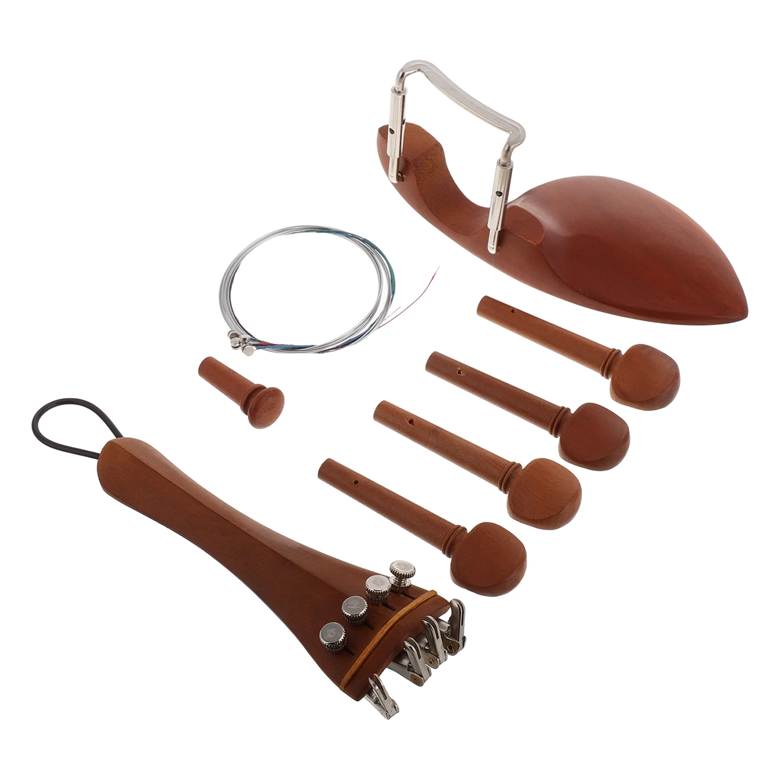 

1 set Violin Accessories Walnut Pegs Tailpiece Chinrest Strings Beginner Adult Durable Sound Quality Easy Installation