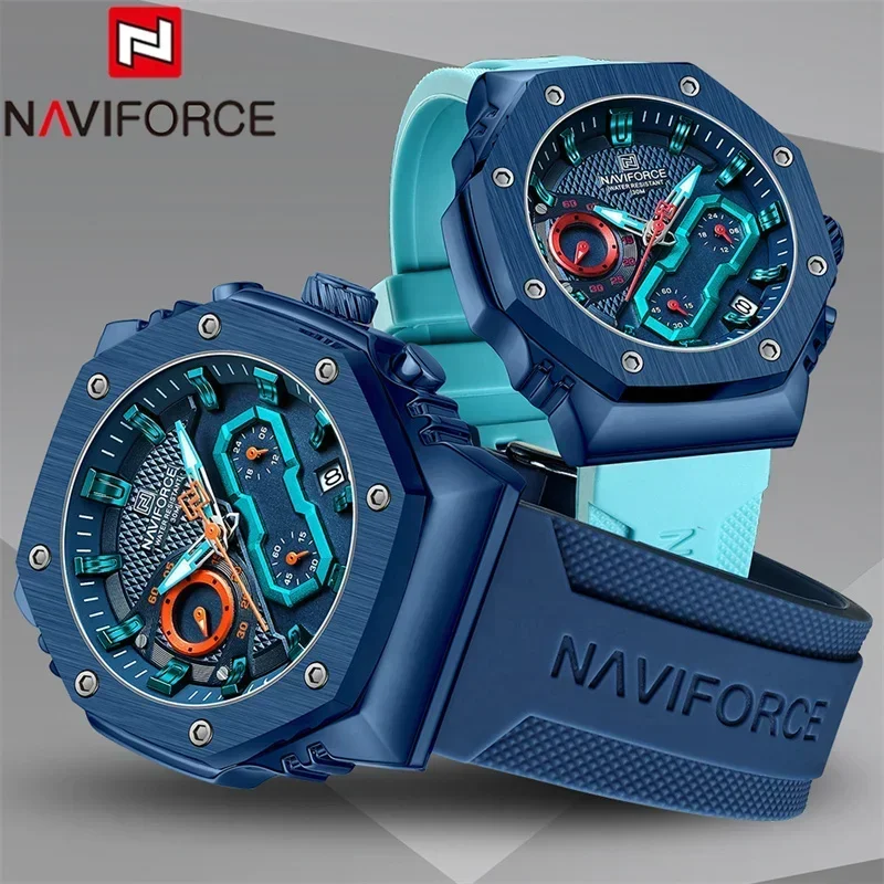 NAVIFORCE NF8035 Men Watch Quartz Top Brand Luxury Chronograph Male Clock Military Sport Original Women Lady Lover Watch Gift