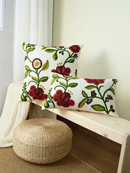 1pc, Towel Embroidery Flower Pillow Case Simple Home Sofa Headboard Cushion Pillow Case