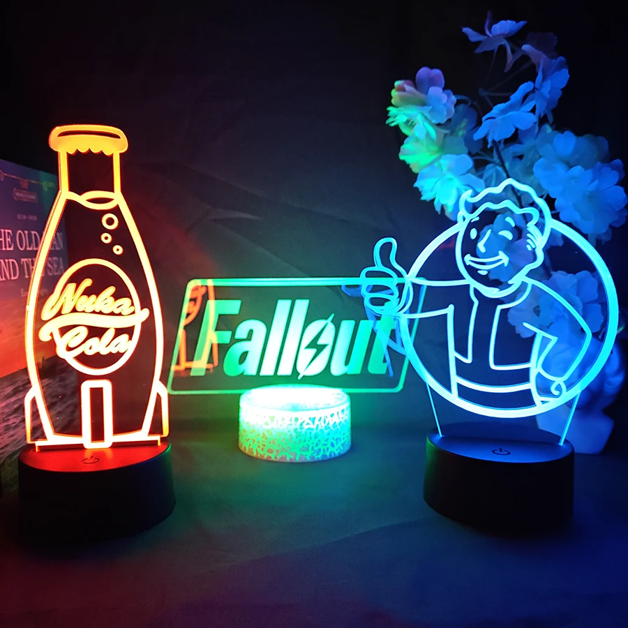 Vault Boy Figure Night Light 3D Illusion Akrylowa laserowa lampa z logo Vaultboy do dekoracji pokoju dla graczy Prezent świąteczny Arcane 3d Lights