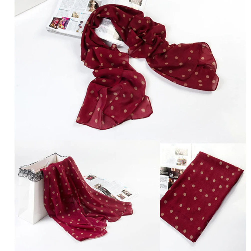

Lightweight Polka Dots Shawl Wrap Summer Sunscreen Sunscreen Shawl Scarf Summer Scarf For Women Dark Red Beige