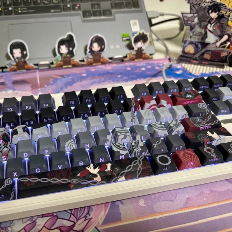 Genshin Impact Wriothesley Cosplay Anime PBT Keyboard Cap Kforce Front Light Transmission Original Keycap Desktop Ornament Game