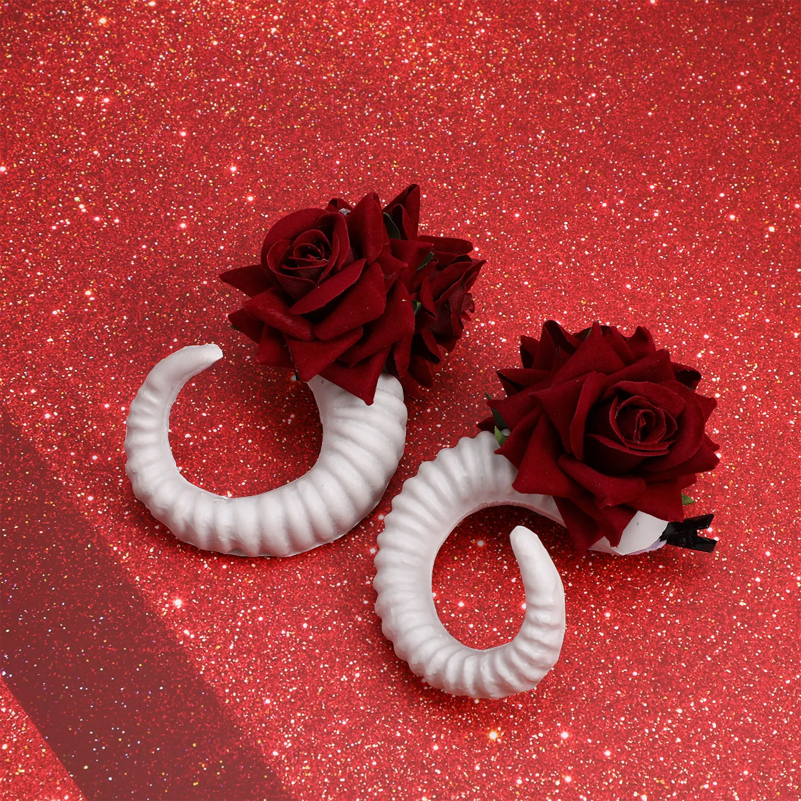 

Sheep Horns Hair Clip Rose Flower Pair Unique Fashion Headwear for Cosplay Halloween Party Wedding Festival Carnival Easter DIY