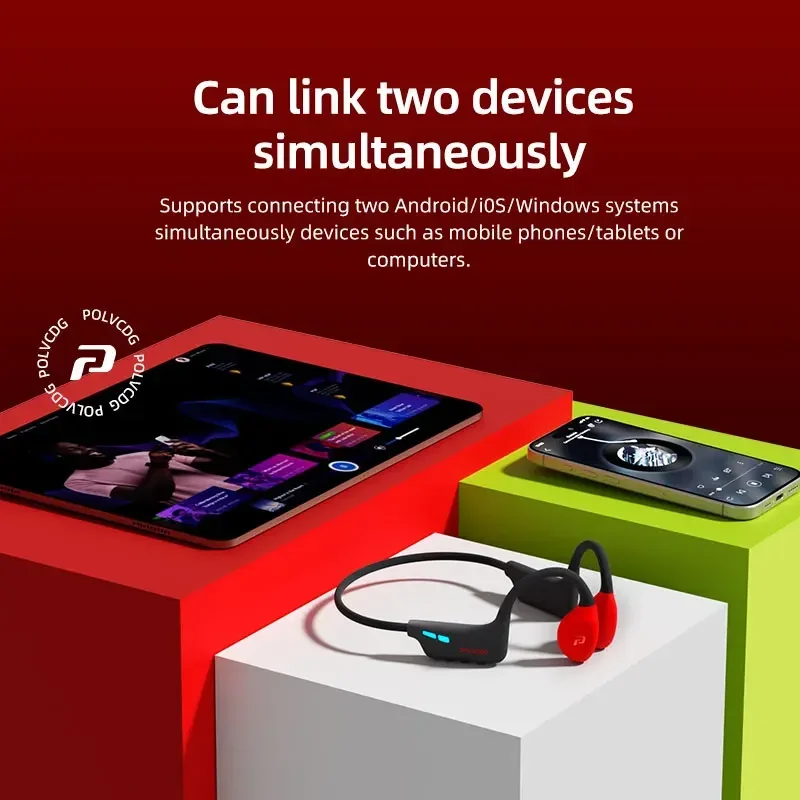 POLVCDG H50 ليلة ضوء سماعات العظام التوصيل سماعات IPX8 سماعات مقاومة للماء 32 جيجابايت الذاكرة سماعات بلوتوث السباحة