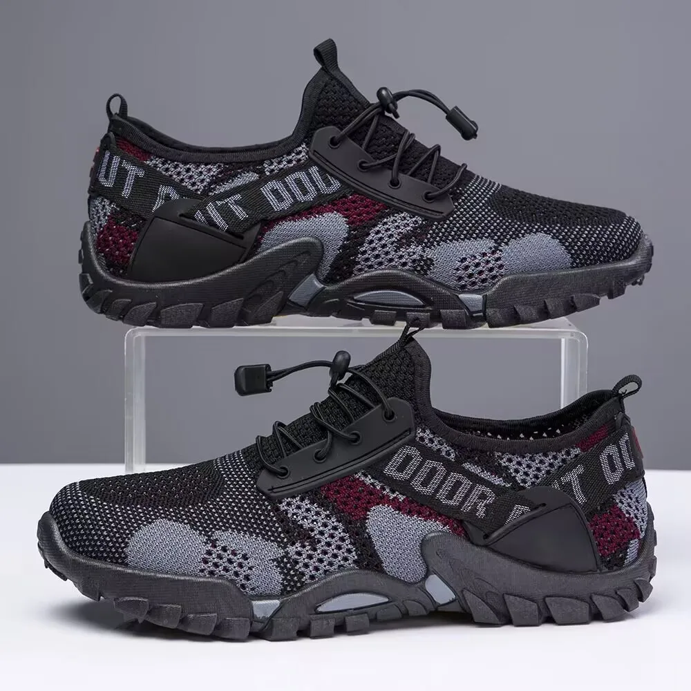New Men's Shoes Flying Woven Mesh Sports Breathable Light Casual Sports Running Soft Sole Travel Shoes Sneakers Off White Shoes