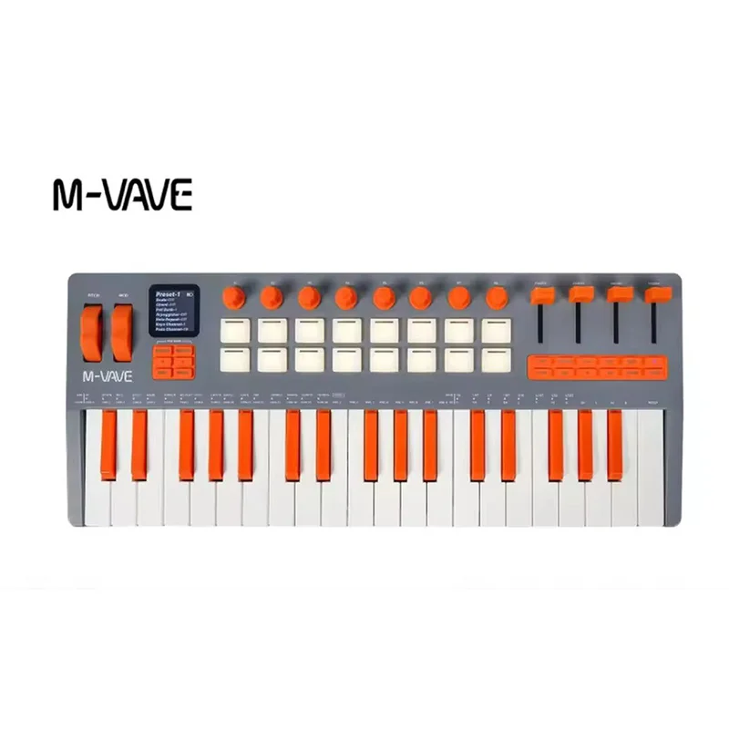 M-VAVE SMK-37 Elite Wireless MIDI Keyboard Built-in Synthesizer,16 Pad, 8 Encoders, Battery Powered, DAW & iOS Compatible