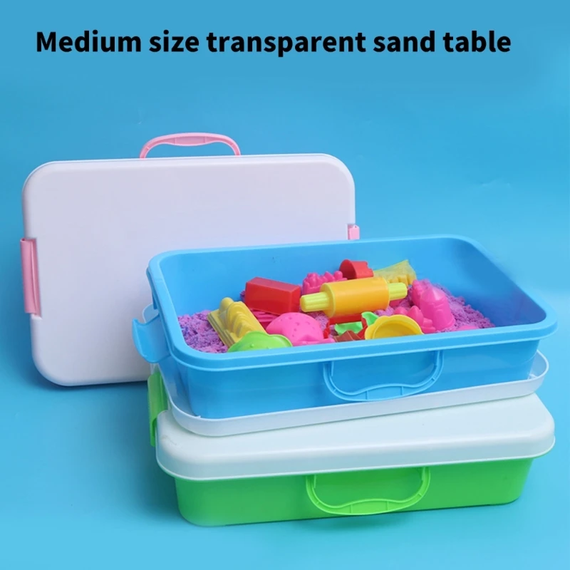 人気の感覚ビン砂トレイ蓋ハンドル砂おもちゃ収納ボックス積み重ね可能ビーチ遊び道具や旅行の整理用 15UB