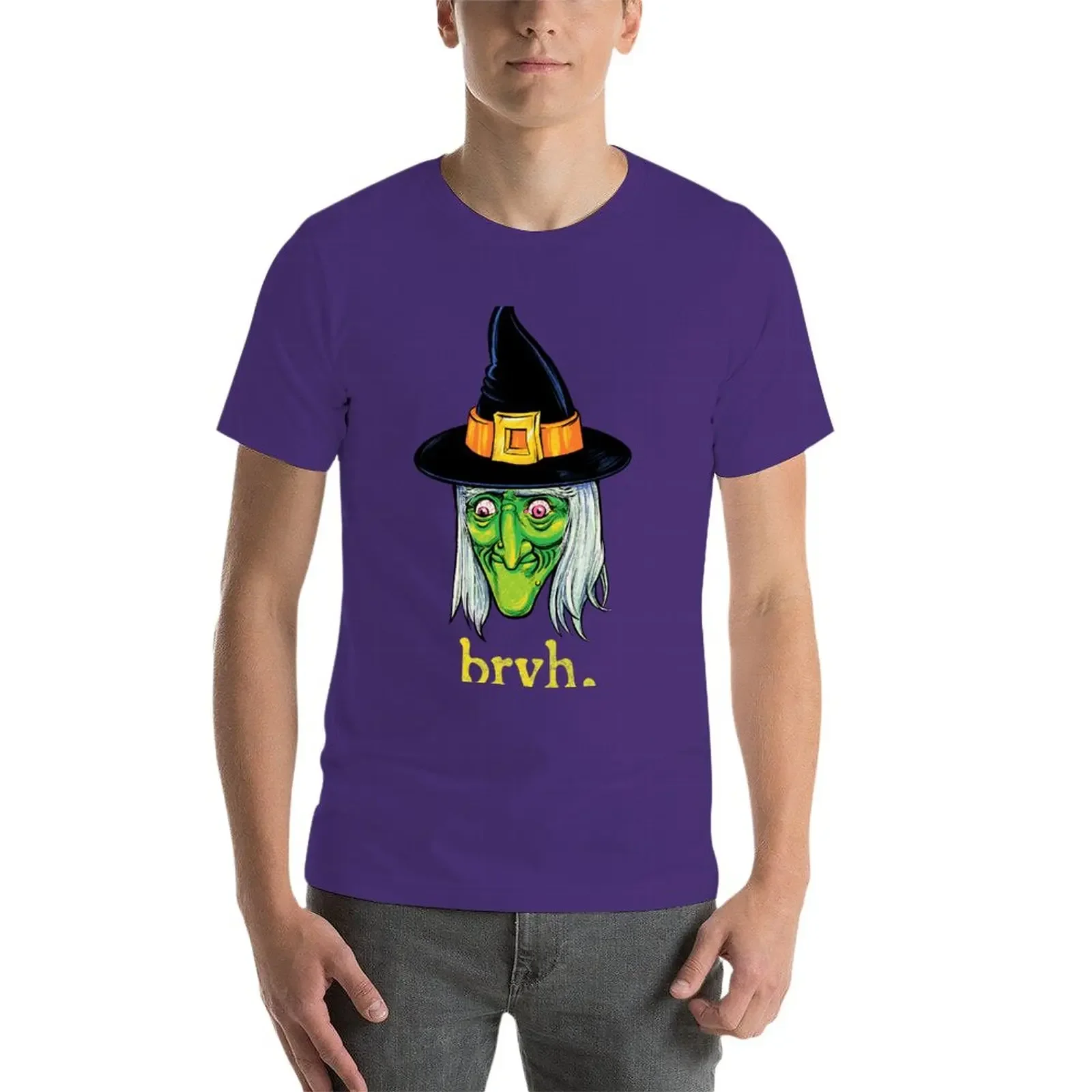 Camiseta de bruja de Halloween Vintage para hombre, grande y alta Camisa estampada, nuevo