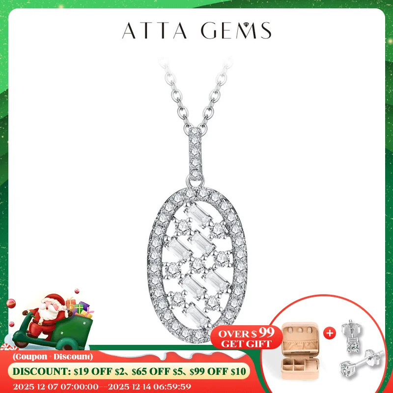 

ATTAGEMS Real 10k 14k 18k White Gold Moissanite Diamond Necklace For Woman Pendant Chains Party Anniversary Bridal Fine Jewelry