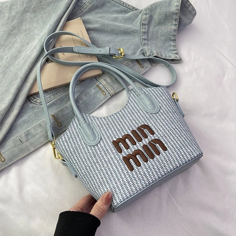 

New Summer Beach Grass Woven Bag Women's Handbag Embroidered Thread Fashion Crossbody Bag Women's Unique Design Shoulder Bag