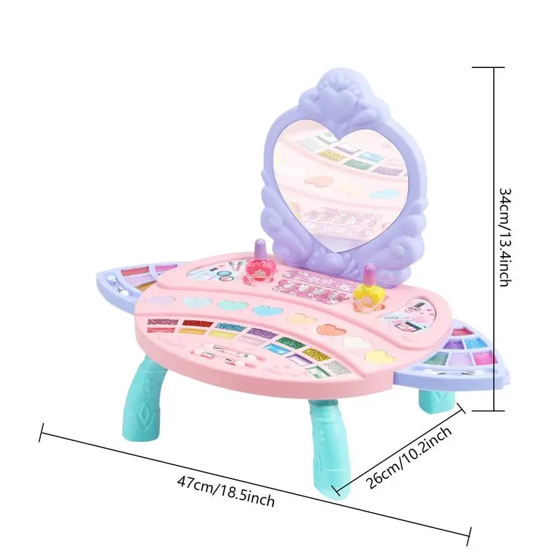 Crianças Kit De Maquiagem Para A Menina Real Little Girls Maquiagem Set Dressing Table Toy Princesa Maquiagem Paleta Com Espelho Lavável Make Up To