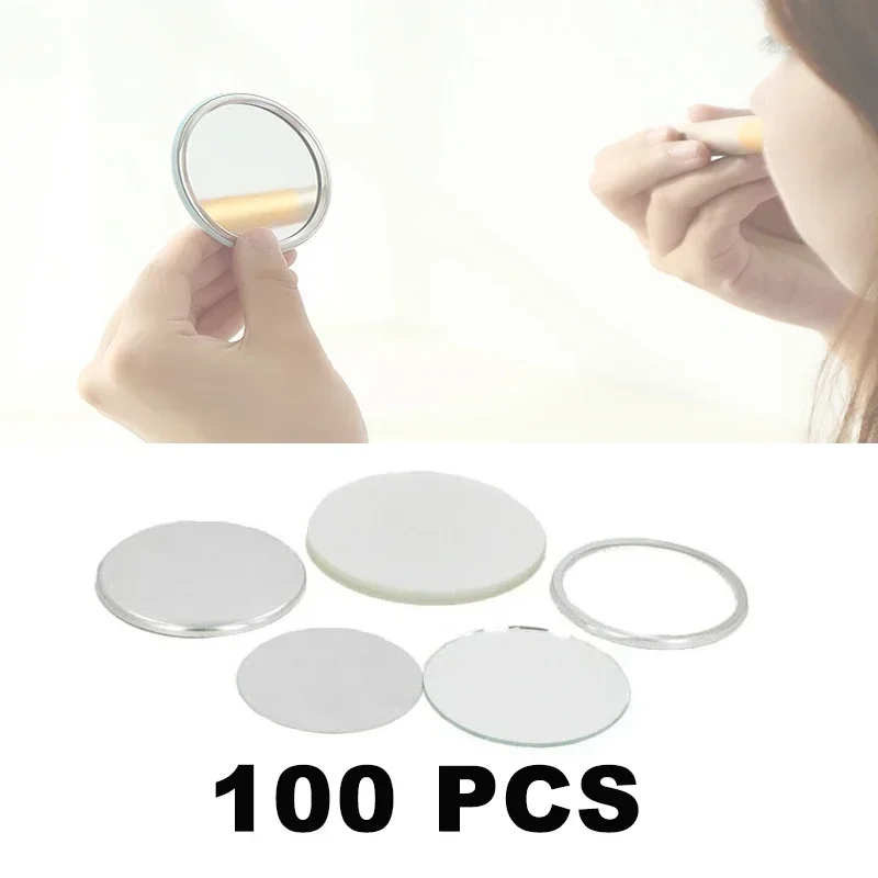 

58mm/75mm Mini Cosmetic Mirror 100SET DIY Round Materials Women Makeup Tool Travel Accessories Gift Suitable for Badge Machine