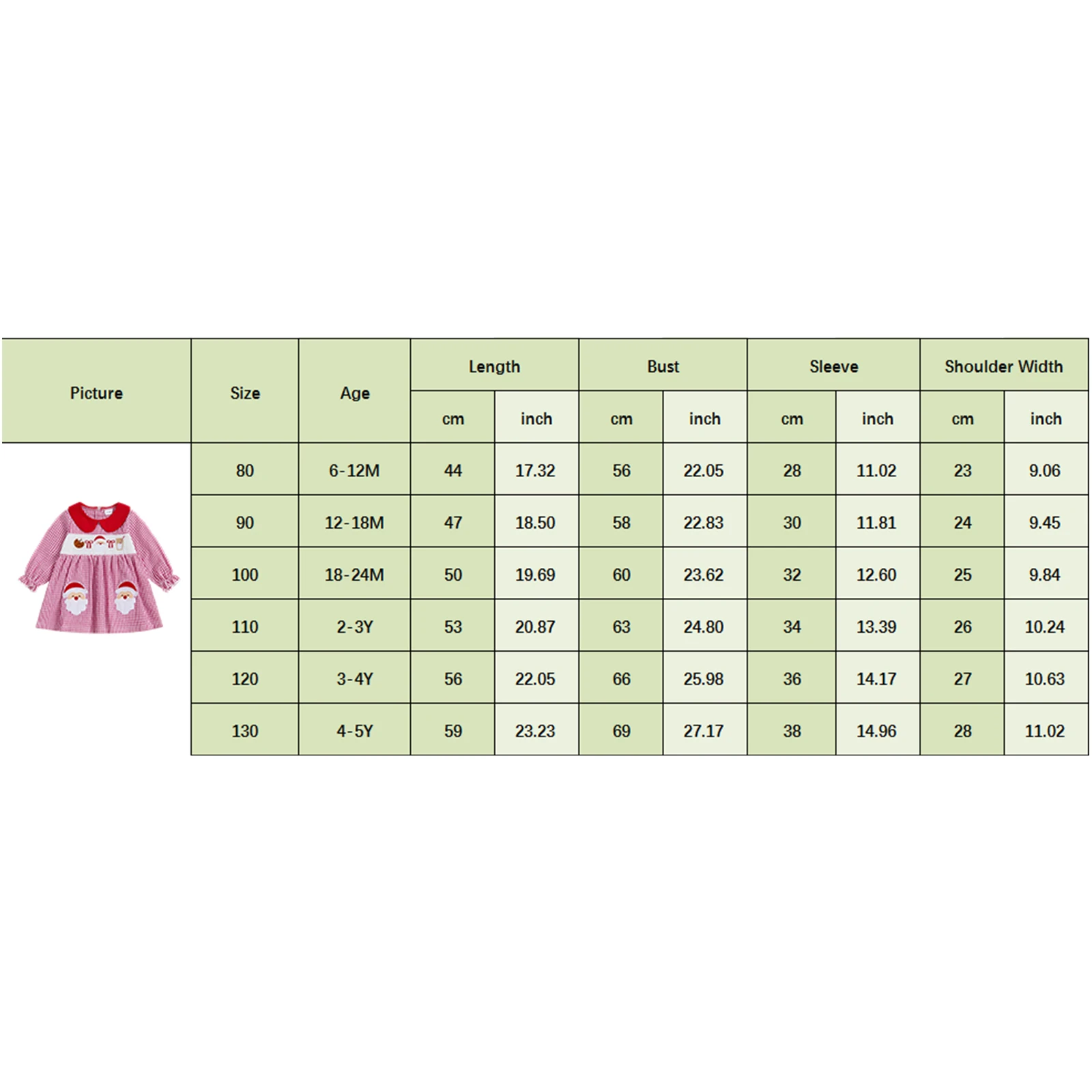 FOCUSNORM 0-5Y فستان جميل للفتيات الصغيرات لعيد الميلاد بياقة دمية سانتا مطرز منقوشة مطبوعة بأكمام طويلة فستان بأكمام فقاعية #6