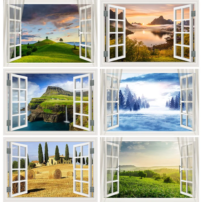 Outside The Window Natural Scenery Photography Background Indoor Decorations Photo Backdrops Studio Props CHFJ-07