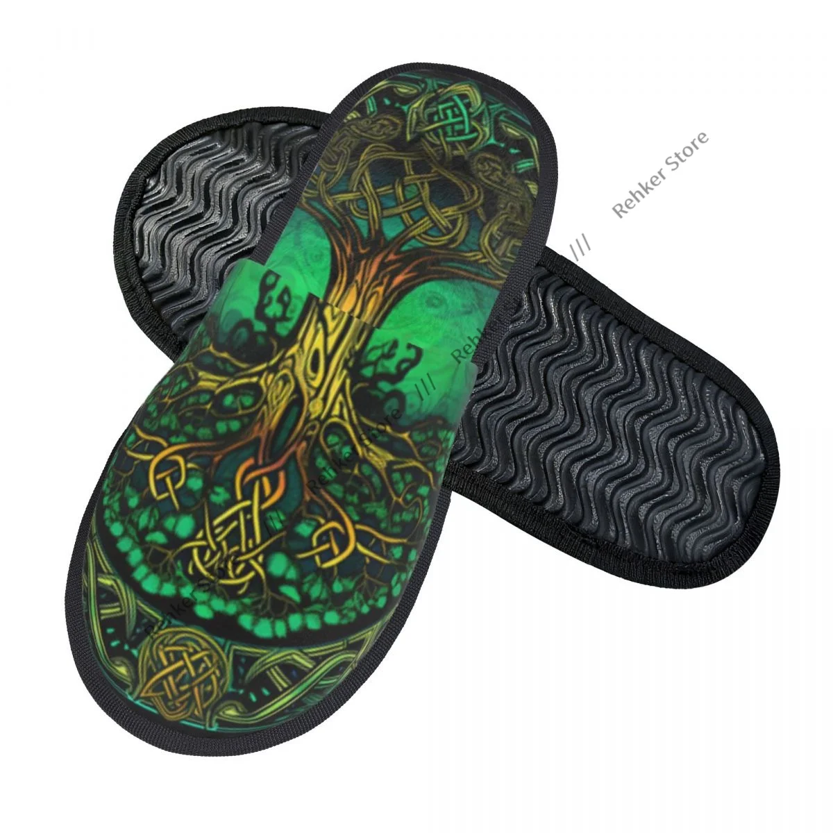 Soft Slippers Celtic Tree Mythology Non-Slip Floor Indoor Home Furry Slippers Shoes For Bedroom