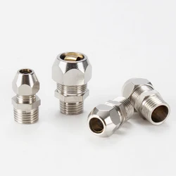 Compression Ferrule Tube Fitting 4-16mm Male BSPT Nickel Plated Brass Pipe Double Card Set Copper Joints Tubing Nut Lock Double
