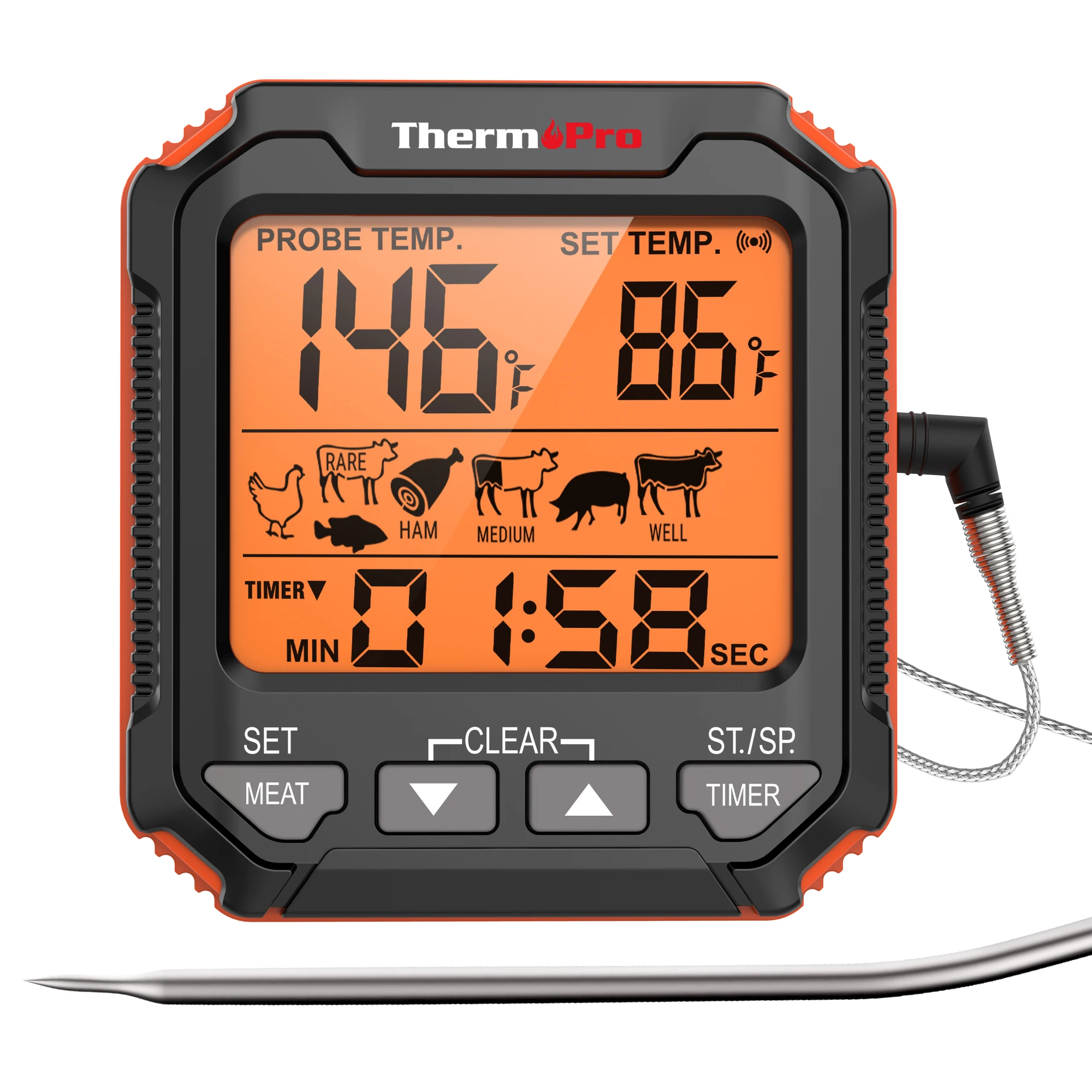 ThermoPro TP716 Probe Digital Meat Thermometer with Timer, Kitchen Cooking Thermometer for Oven Fryer Grill Household Use