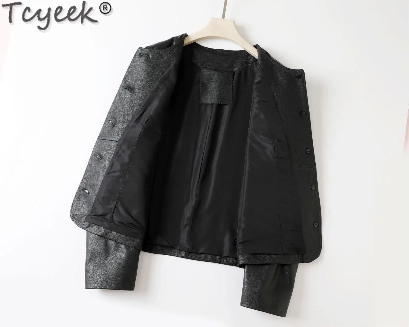 Tcyeek-女性用の本革ジャケット,ゴートスキンコート,春秋服,新しいアウター