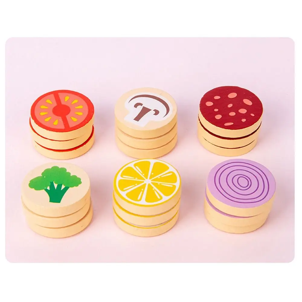 Multicolor Montessori Wooden Toys Cartoon Pizza Playing House Simulation Pizza Oven Toys DIY Wood Early Educational Toys