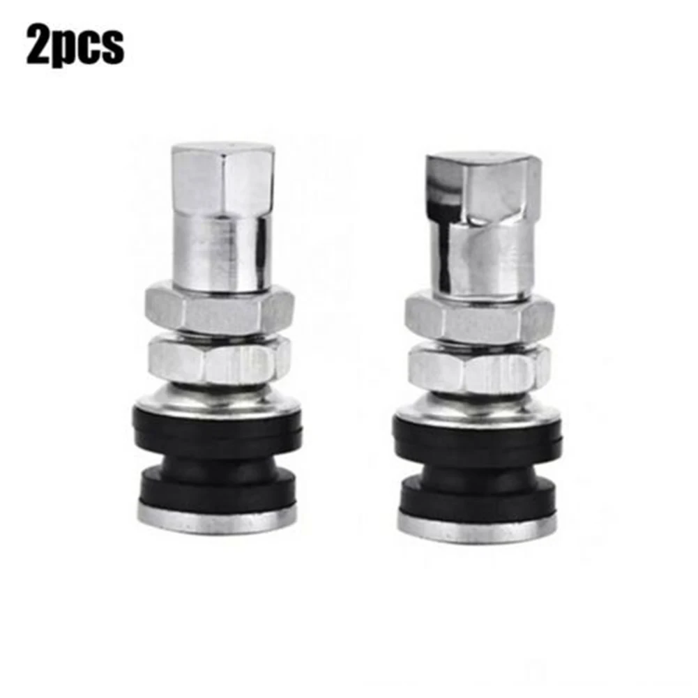 2pcs Tire Valve Short Stems Car Tubeless Vacuum Tire Metal Valve Stems Dust Silver Wheels Tires Parts Replacement