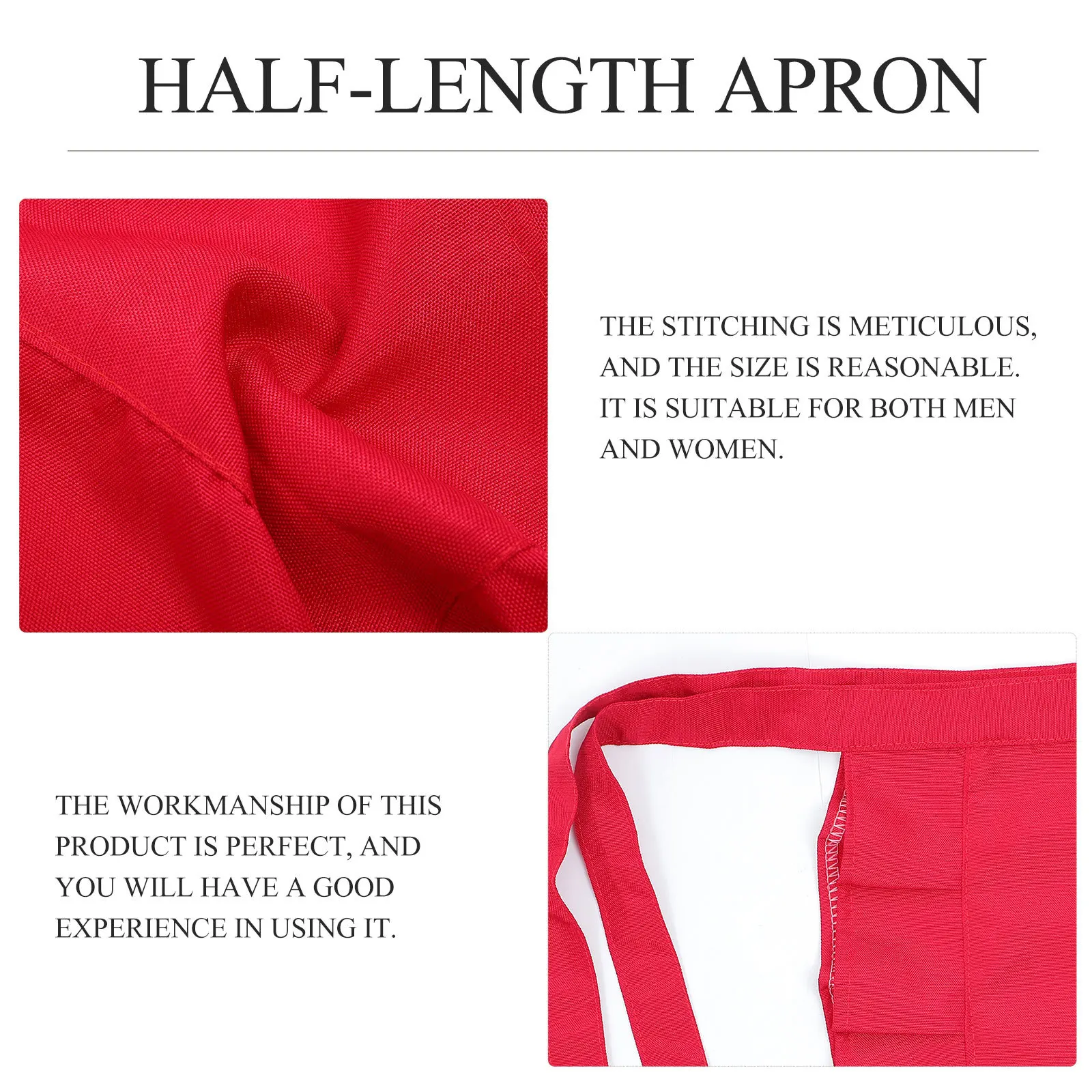 

1Pcs Half-Length Apron Meticulous Stitching Comfortable Work Apron for Cooking Baking Serving Oil-Proof Kitchen Supply