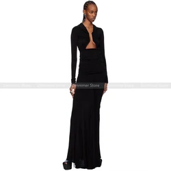 Gorgeous dark style twisted pleated high waist draped slim fit hip long floor-length mermaid skirt for women