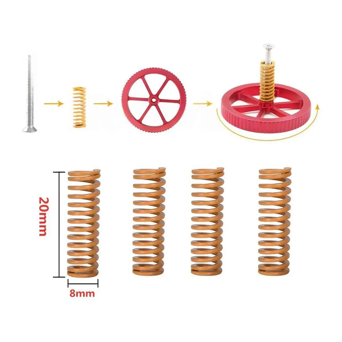 For 3 Springs Upgrade Kit,Metal Bed Leveling Nuts+Hot Bed Springs for 3/V2/Pro/ 3 S1/Pro 3D Printer