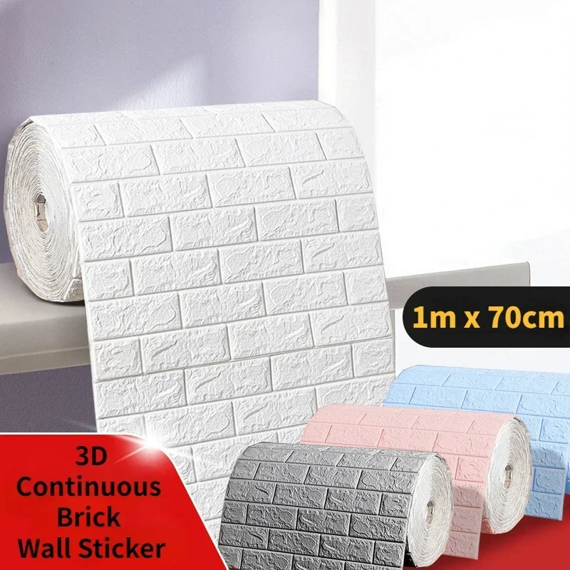 3D Faux Brick Wall Stickers Diy Decorative Self-Adhesive Waterproof Wallpaper Children'S Room Bedroom Kitchen Home Decoration