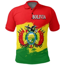 3d Print Bolivia Flag Polo Shirt For Men National Emblem Pattern T-shirt Tops Summer Casual Street Lapel Short Sleeve Tees 2024