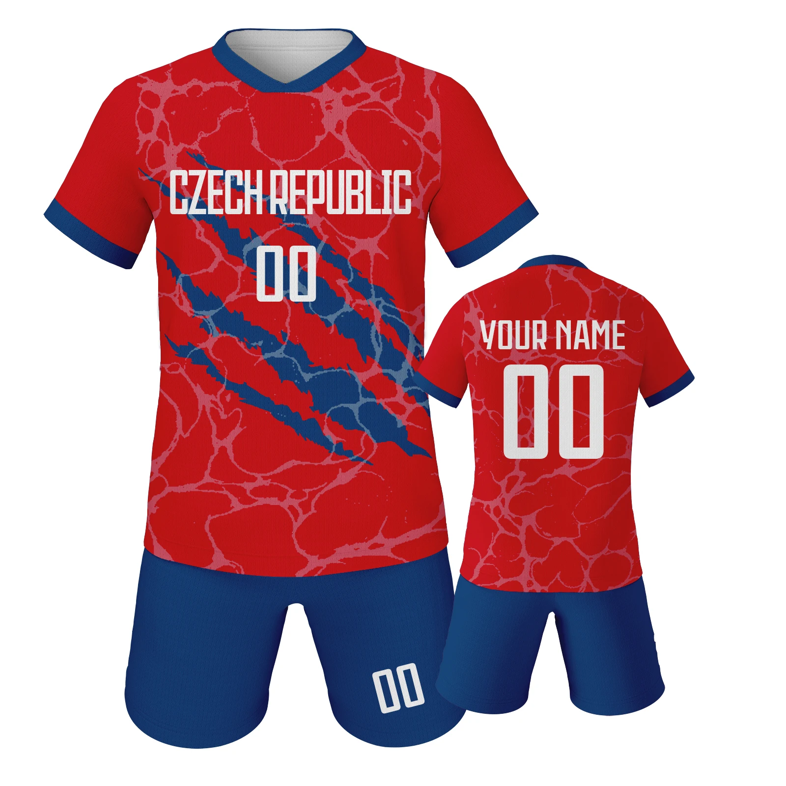 Czech Republic Kids Football Jersey Custom Soccer Kit Youth Team Uniform Personalized Name Number Training Set for Boys Girls