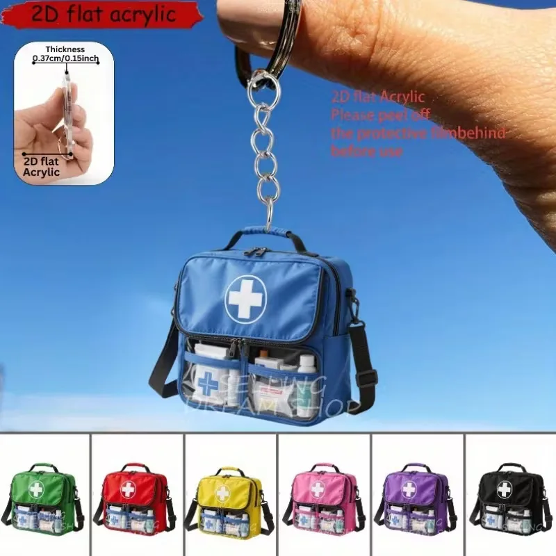 New Cross Border 2D Flat Acrylic Emergency Bag Keychain for Home Car Phone Decoration Pendant