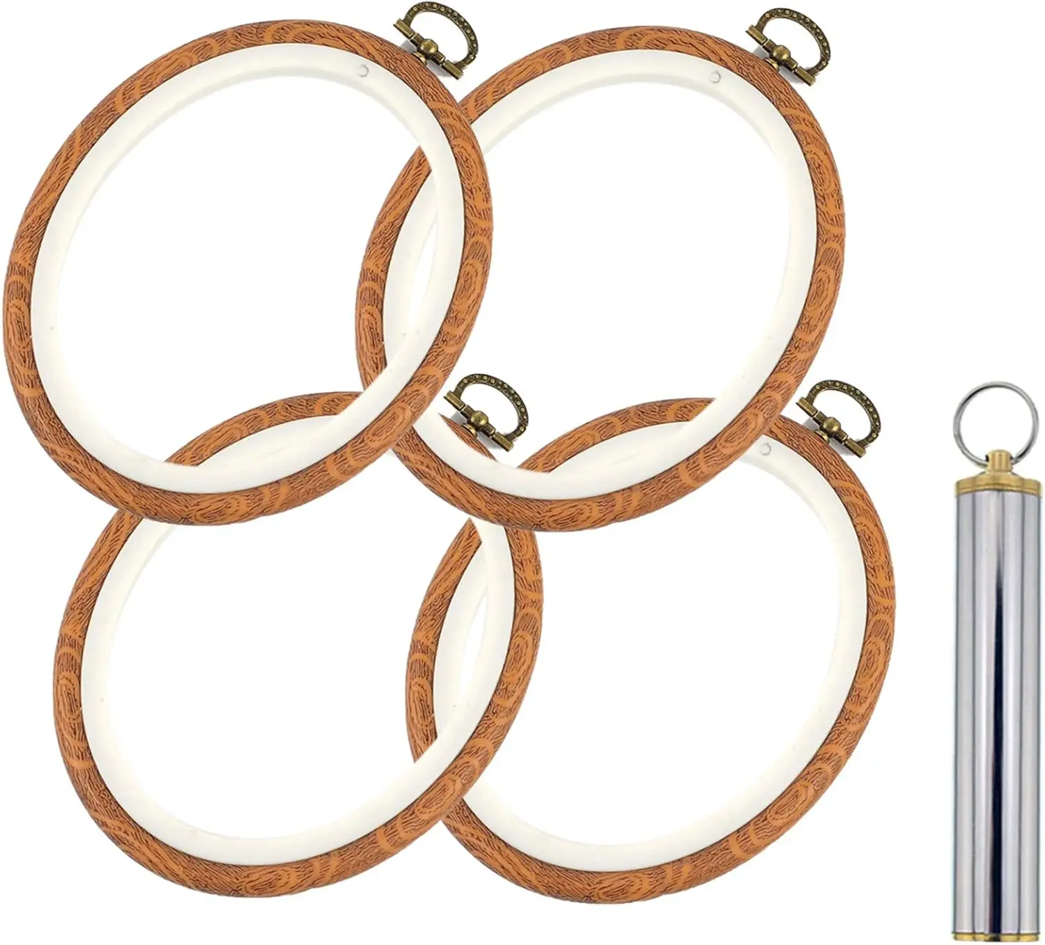 إطار تطريز 6 بوصة، طوق خشبي مقلد للتطريز للفن والخياطة، 4 قطع إطار أطواق تطريز مع قطعة واحدة من الخياطة Ne