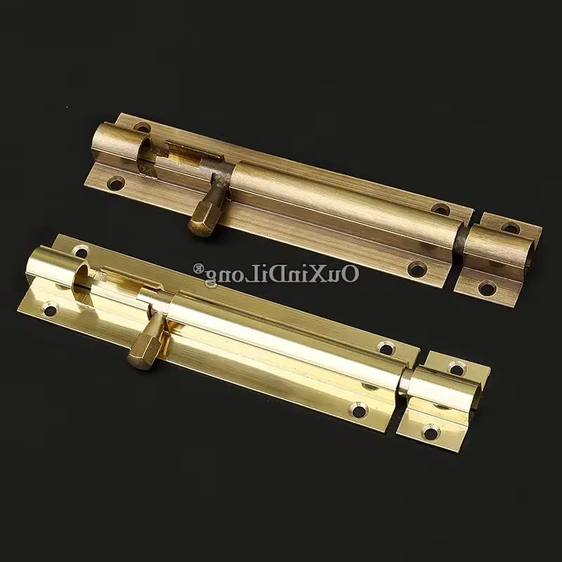 Retro Vintage 2PCS European Antique Pure Brass Door Bolts Security Gate Door Barrel Latch Hasp Locks+Screws