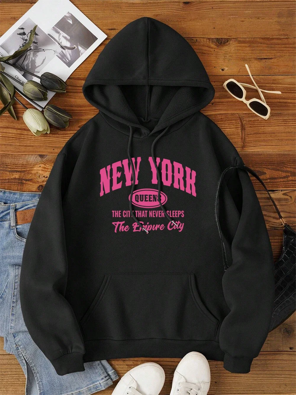 Women Hoodies New York Queens The City That Never Sleeps Hoody Men Fashion Hip Hop Clothing Cute O-Neck Street Loose Sweatshirt