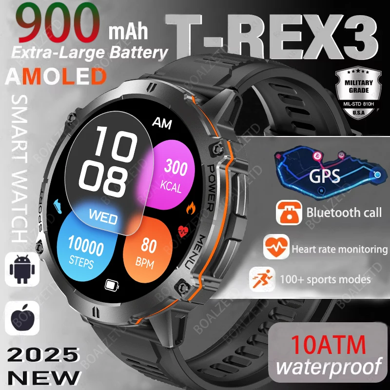 

2025 New X3 military SmartWatch Bluetooth call SWIM Dual-band GPS Compass IP68 Waterproof outdoor Sport SmartWatch For Men Gifts