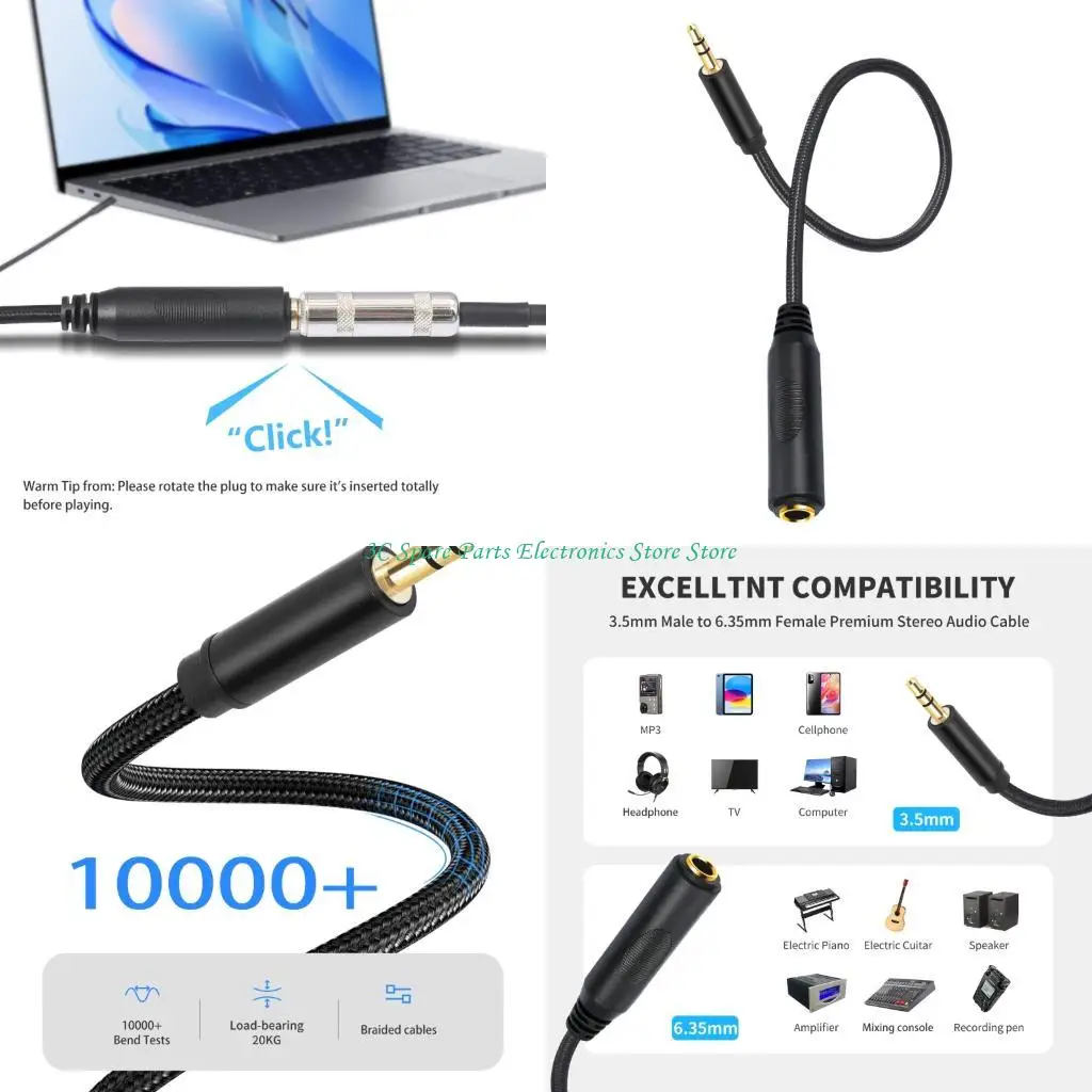 SZ Noise Reducing Double Shielded Sound Cable Adapter 3.5mm to 6.35mm Cable