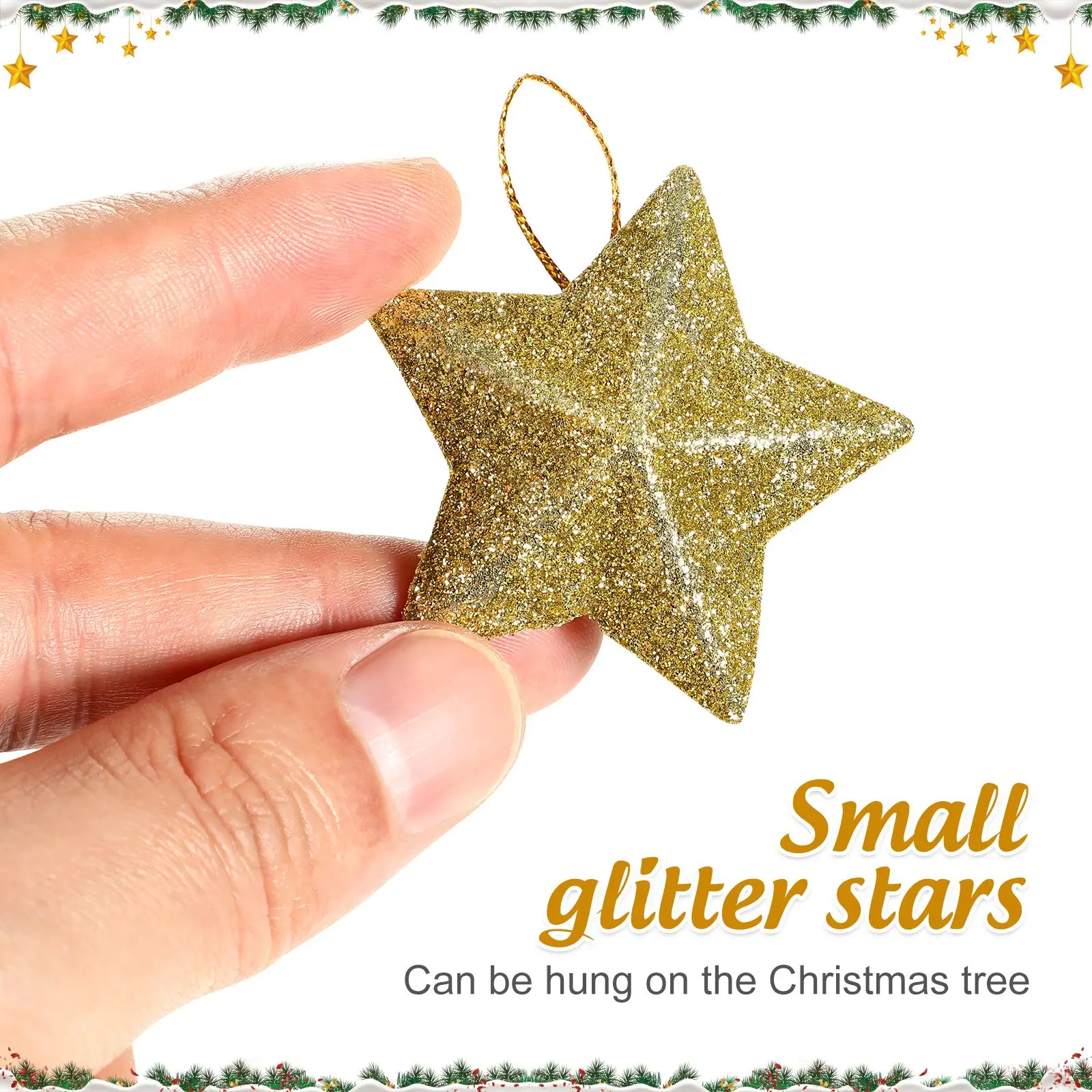 30pcs Glitter Star Ornaments Christmas Tree Pendant Plastic Christmas Decorations Festive Embellish Party Navidad Decoration