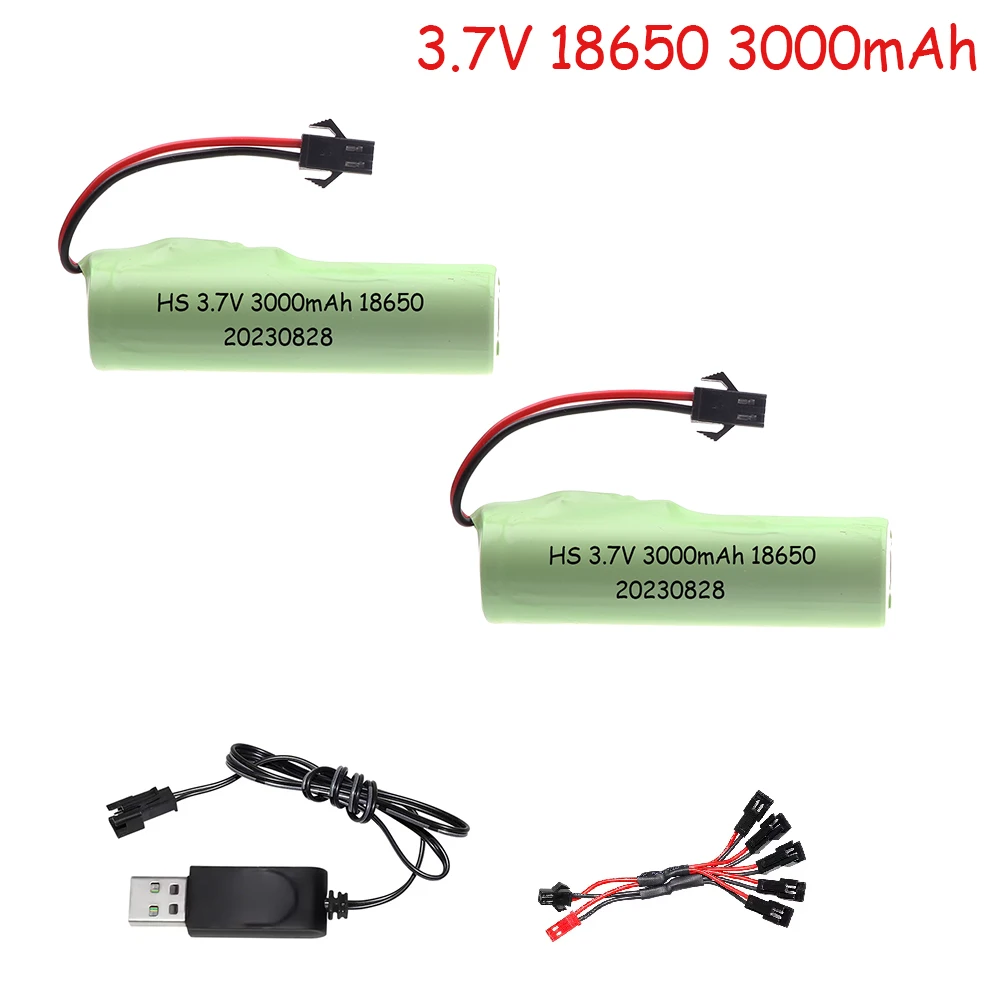 3.7V 18650 3000mah 20C Li-ion Battery For RC Stunt Car Q85 Q70 Rc Car Toys SM-2P Plug RC Boat Car Water soft Gun Batteries Parts