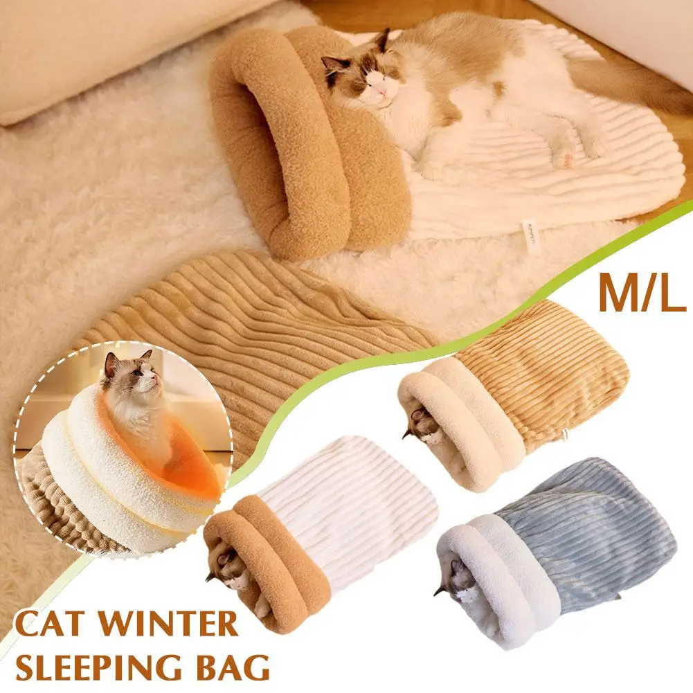 Winter Warme Katze Schlafsack Weiche Plüsch Katze Bett Komfortable Haustier Bett Für Katzen Kleine Hunde Kätzchen Tunnel Nest Katze Zubehör F0O8