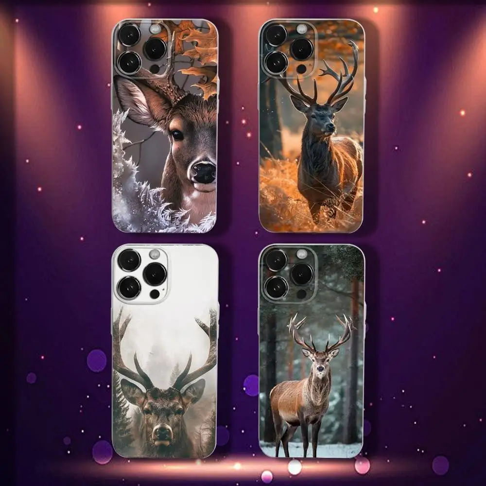 

Animal Reindeer Phone Case For iPhone 17,16,15,14,13,12,11 Pro,Max,Plus,X,XS,XR,SE4,E Mini Transparent Soft Cover