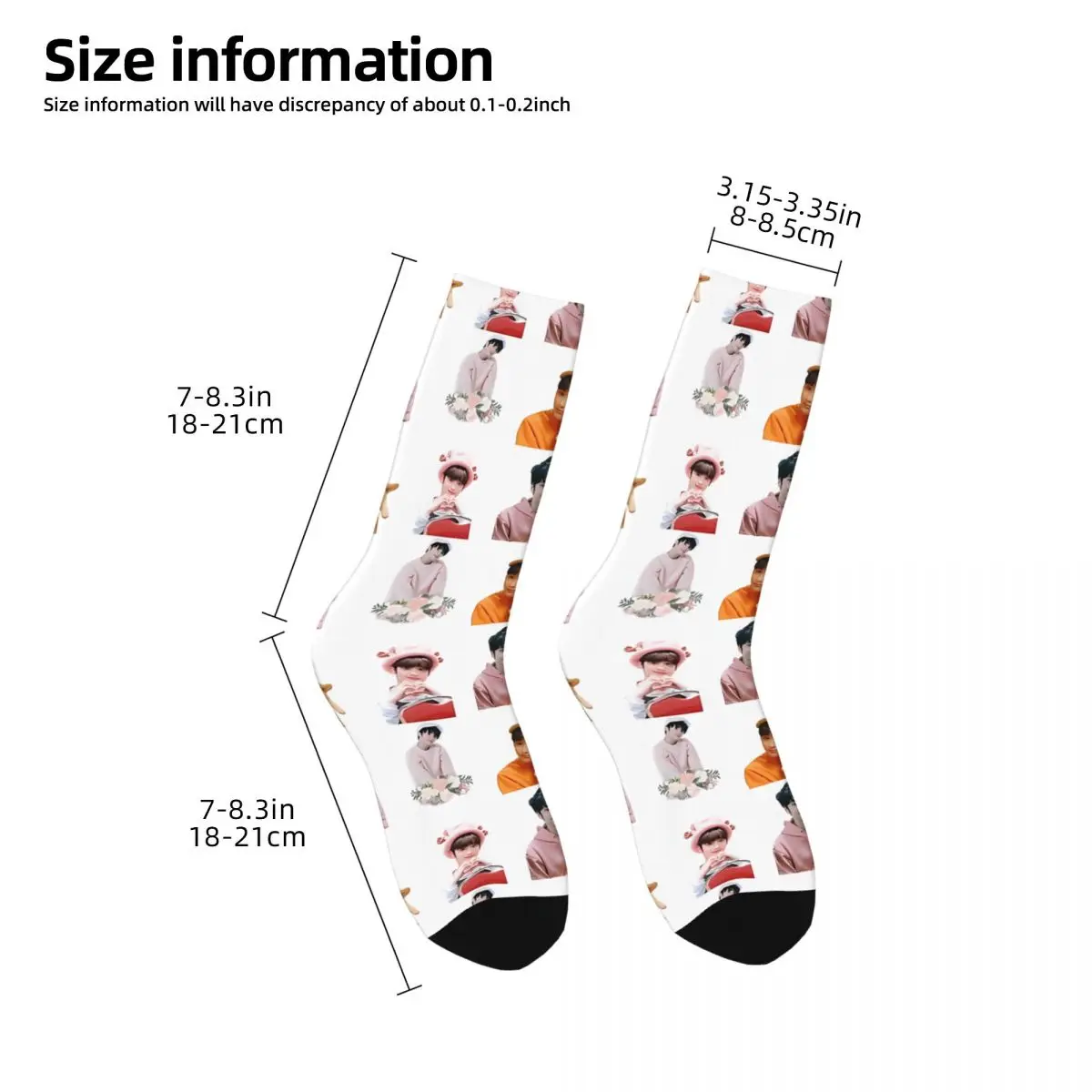 Funny Crazy compression Huening Kai Sock for Men Hip Hop Harajuku TXT Happy Quality Pattern Printed Boys Crew Sock Casual Gift