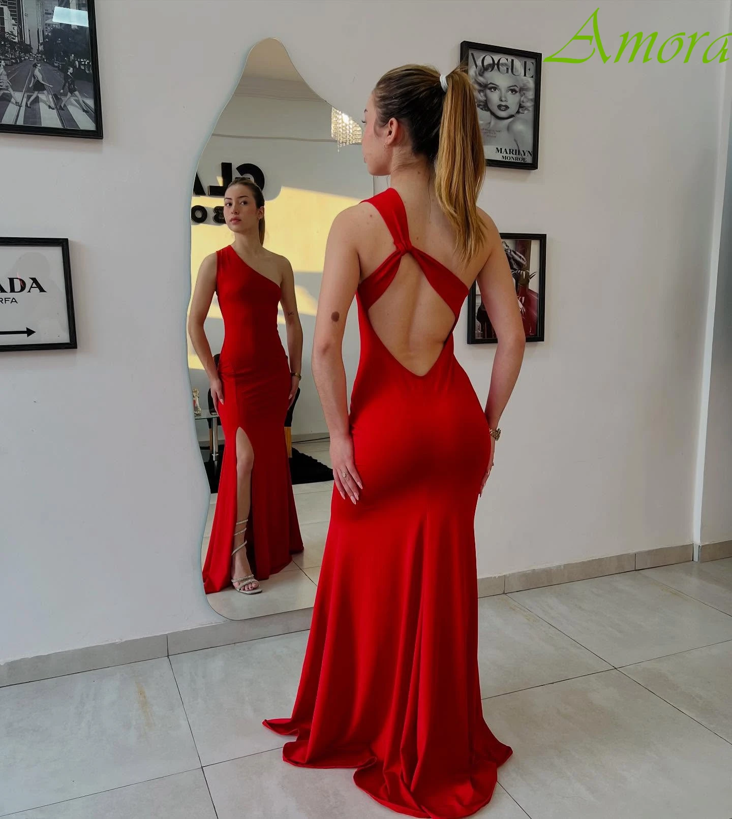 تخصيص حورية البحر كتف واحد أزياء أنيقة مساء اللباس مزاجه حزب أثواب عالية الجودة مخصص فساتين المناسبات