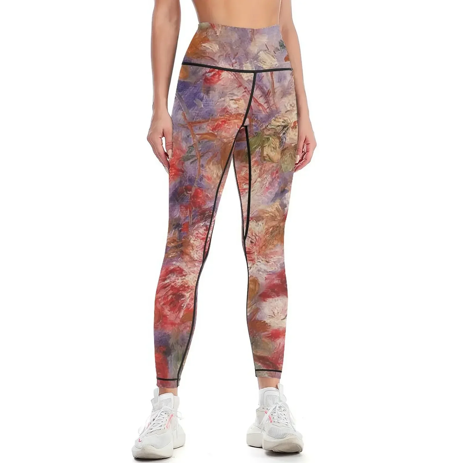 

Auguste Renoir - Roses By The Window Leggings Sweatpants gym's sportswear sports woman gym sports tennis for Womens Leggings