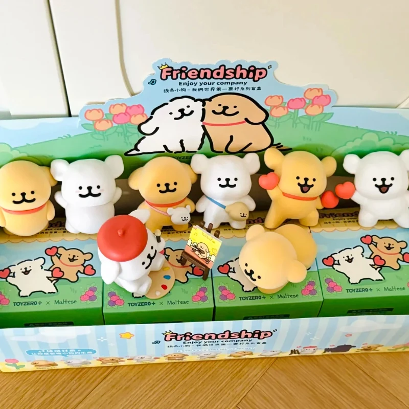 

Maltese We Are Best Friends Blind Box Flocked Puppy Figurines Cute Hugging Style Decor Ideal Gift For Girls Anime Fans