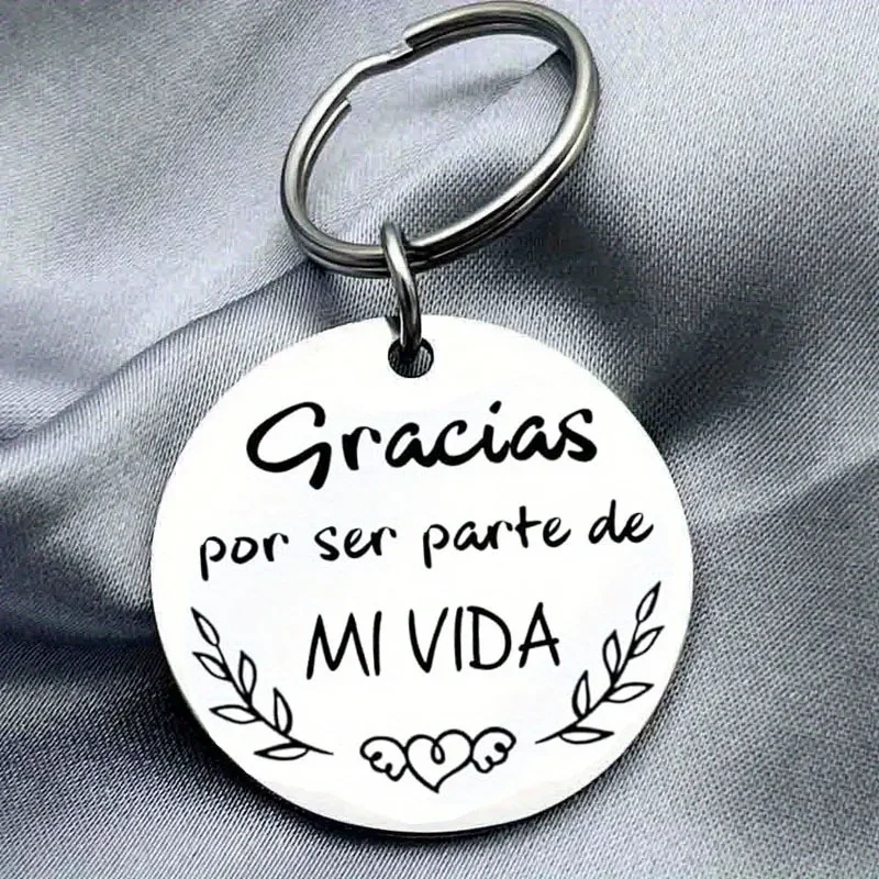 Thank You Keychain KeyRing To My Teacher My Parent =Gofather Mom Friend