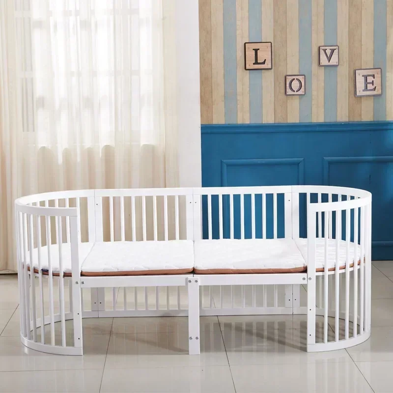 

Baby Cot Bed Crib Wood Enough Space Circular Mobile Multi-function