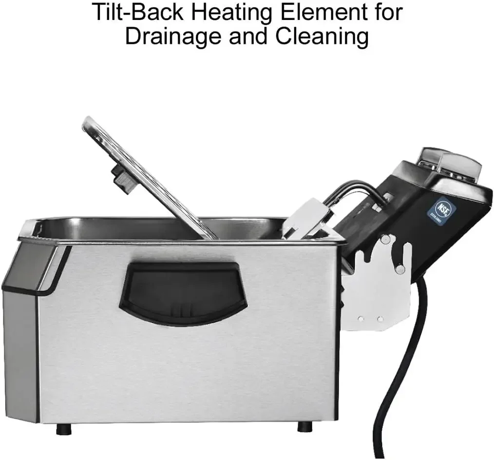 التجاري WDF1000 الثقيلة 10 رطل. مقلاة عميقة سلة واحدة، تتضمن 3 سلال قلي وغطاء ليلي - 1800 وات، 120 فولت، 5-15 قابس، فضي